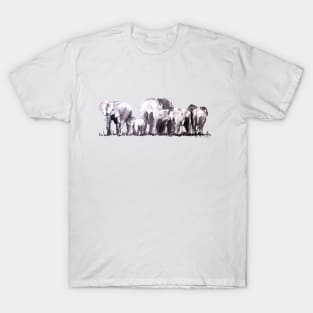 Elephants in a herd Illustration T-Shirt